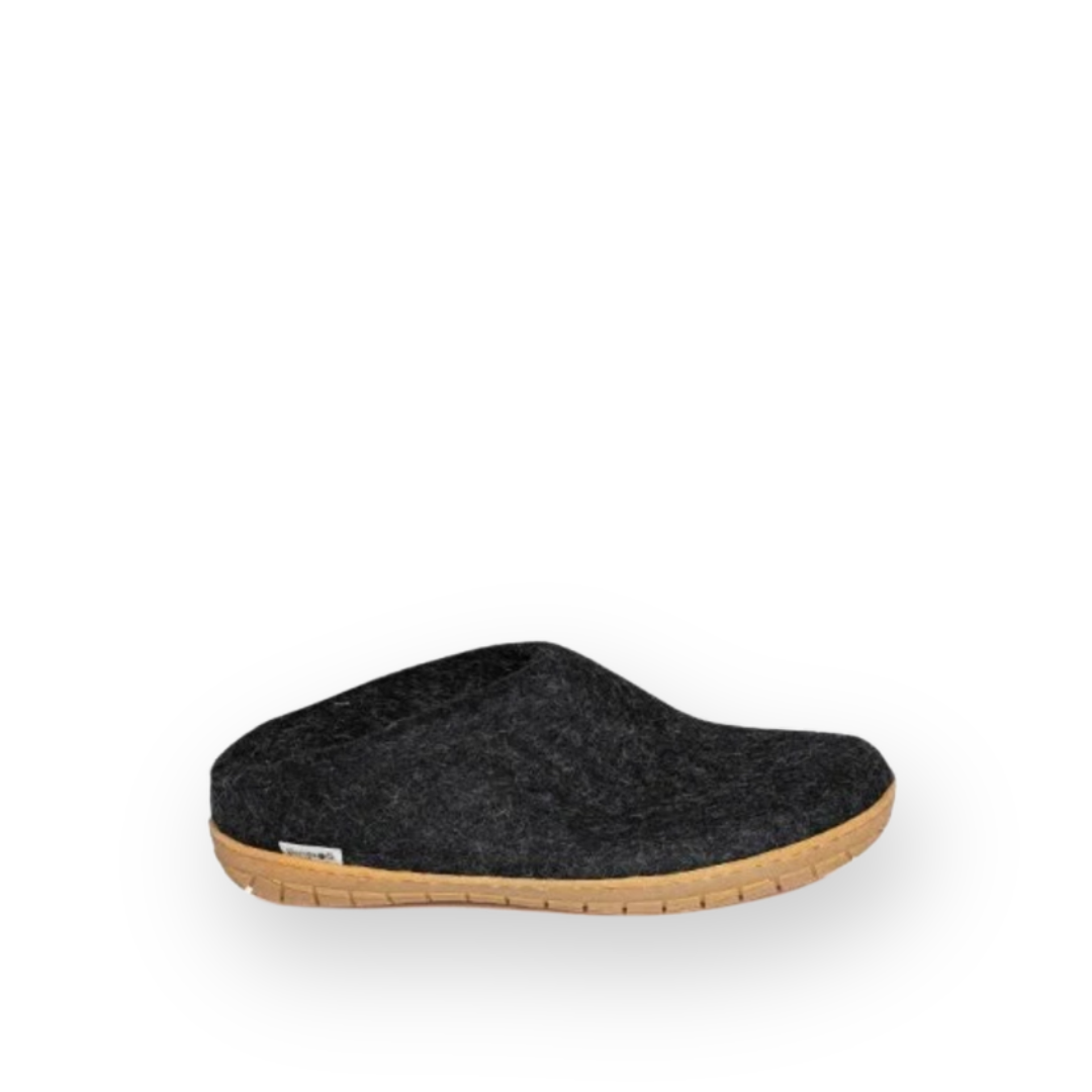 GLERUPS - SLIP ON RUBBER SOLE IN CHARCOAL WOOL