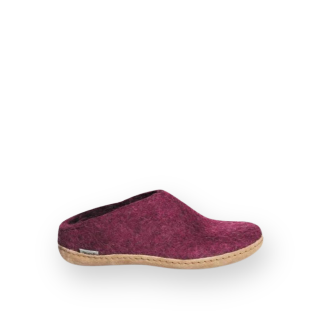 GLERUPS - SLIP ON LEATHER SOLE IN CRANBERRY WOOL