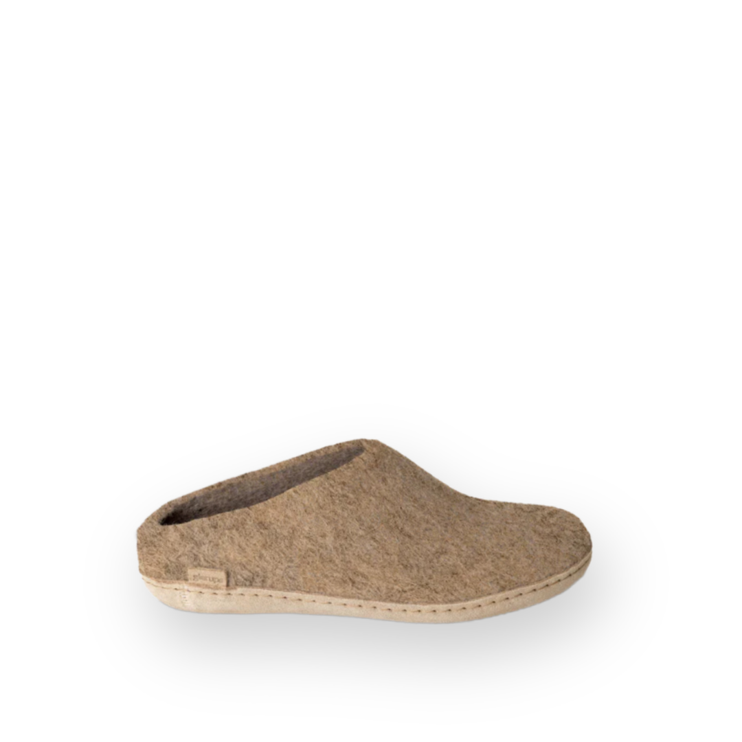 GLERUPS - SLIP ON LEATHER SOLE IN SAND WOOL