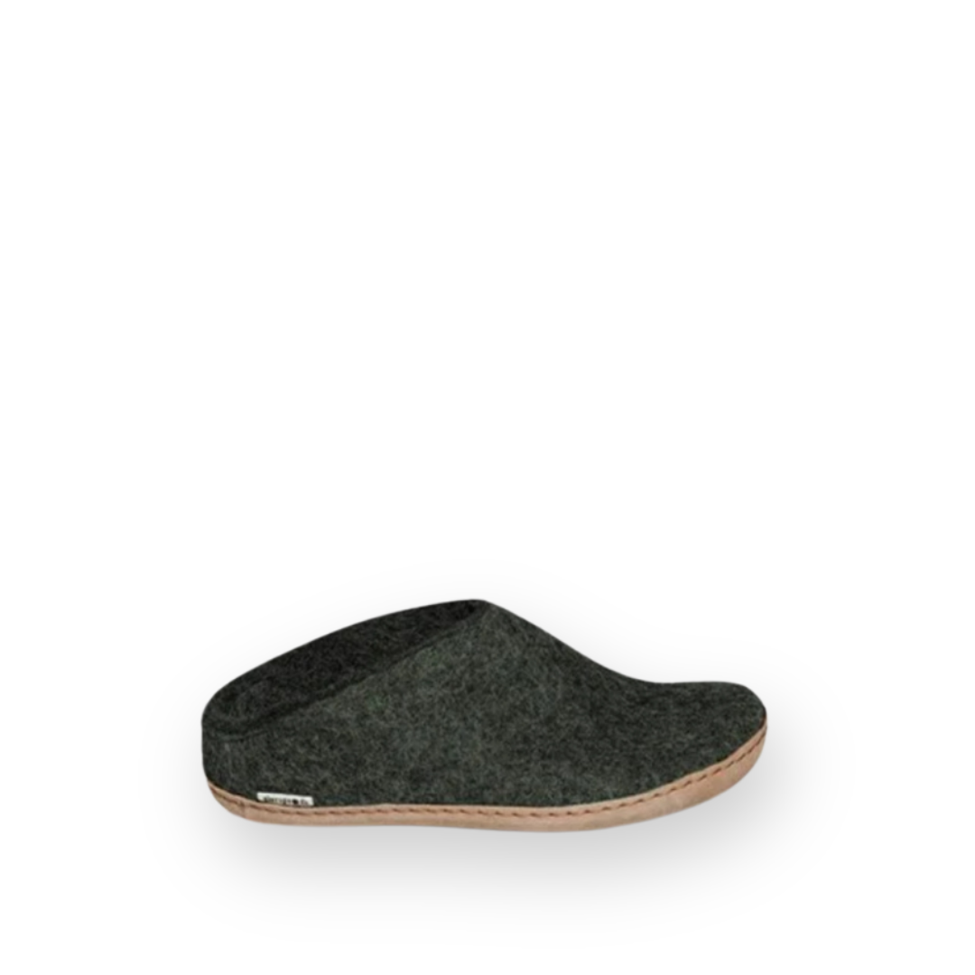 GLERUPS - SLIP ON LEATHER SOLE IN FOREST WOOL