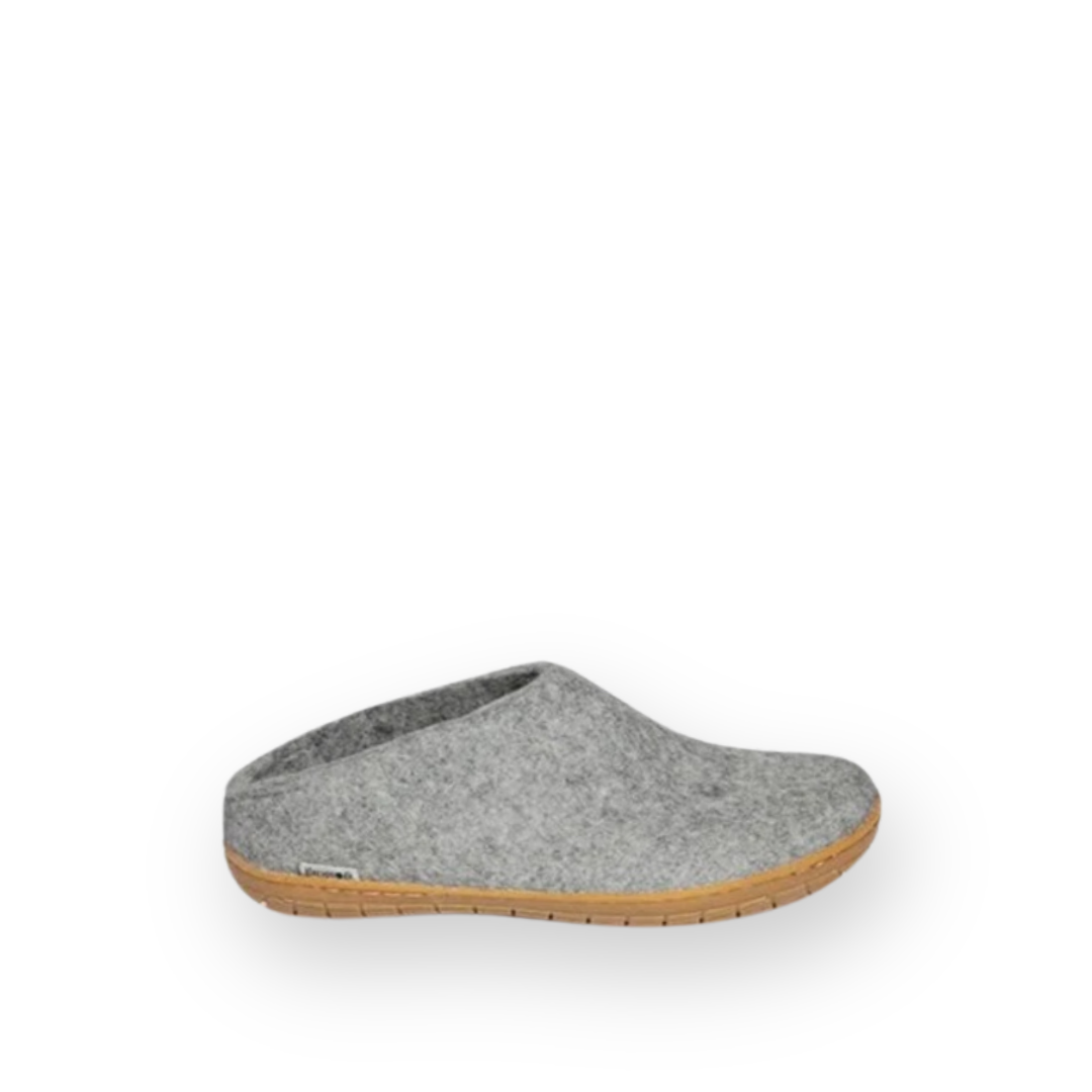 GLERUPS - SLIP ON RUBBER SOLE IN GREY WOOL