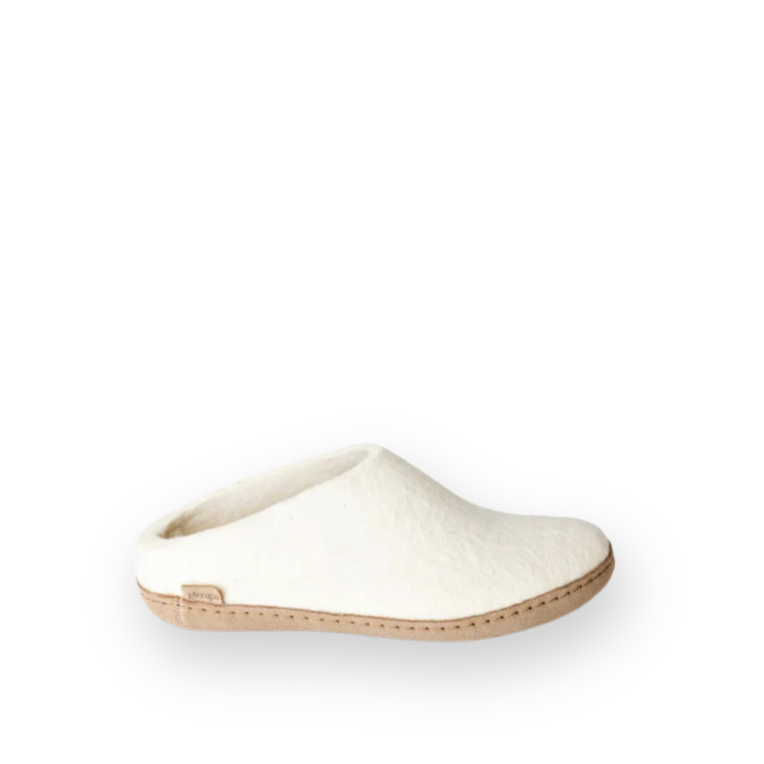 GLERUPS - SLIP ON LEATHER SOLE IN WHITE WOOL