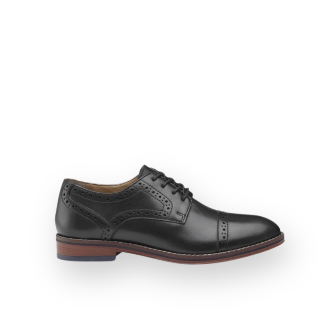 JOHNSTON & MURPHY - CONARD CAP TOE LACE UP IN BLACK LEATHER