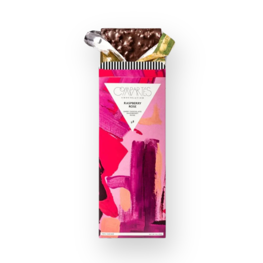 COMPARTES - GOURMET DARK CHOCOLATE BAR IN RASPBERRY ROSE