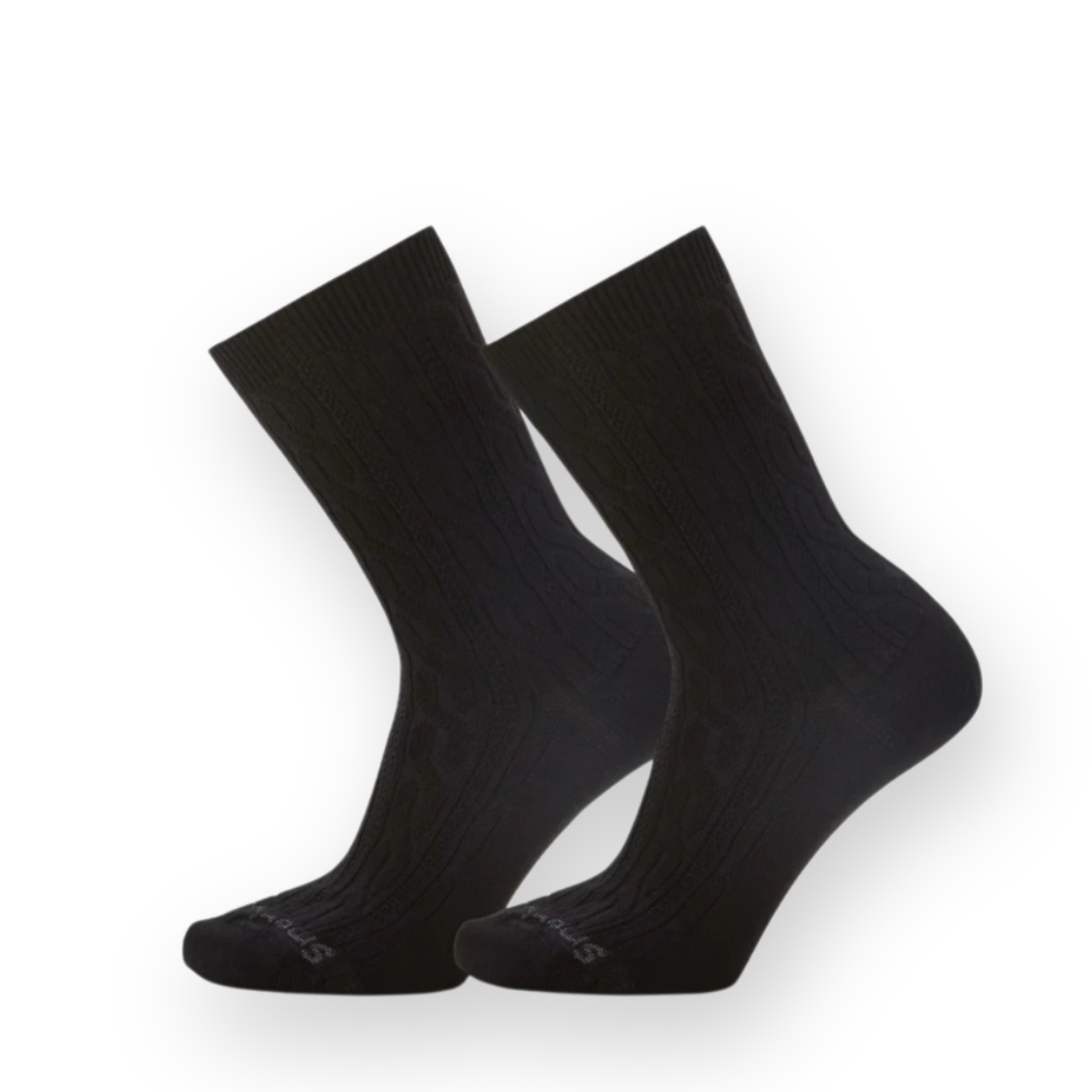 SMARTWOOL - EVERYDAY CABLE CREW SOCKS IN BLACK - 2 PACK