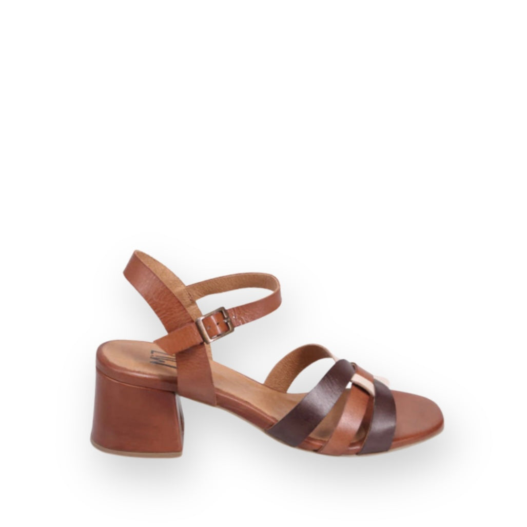 MIZ MOOZ - BEALEY HEELED SANDAL IN BROWN MULTI LEATHER