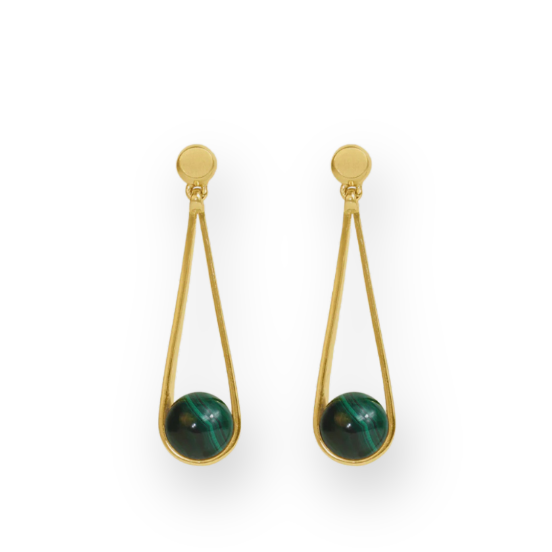 DEAN DAVIDSON - MINI IPANEMA EARRINGS IN MALACHITE/GOLD