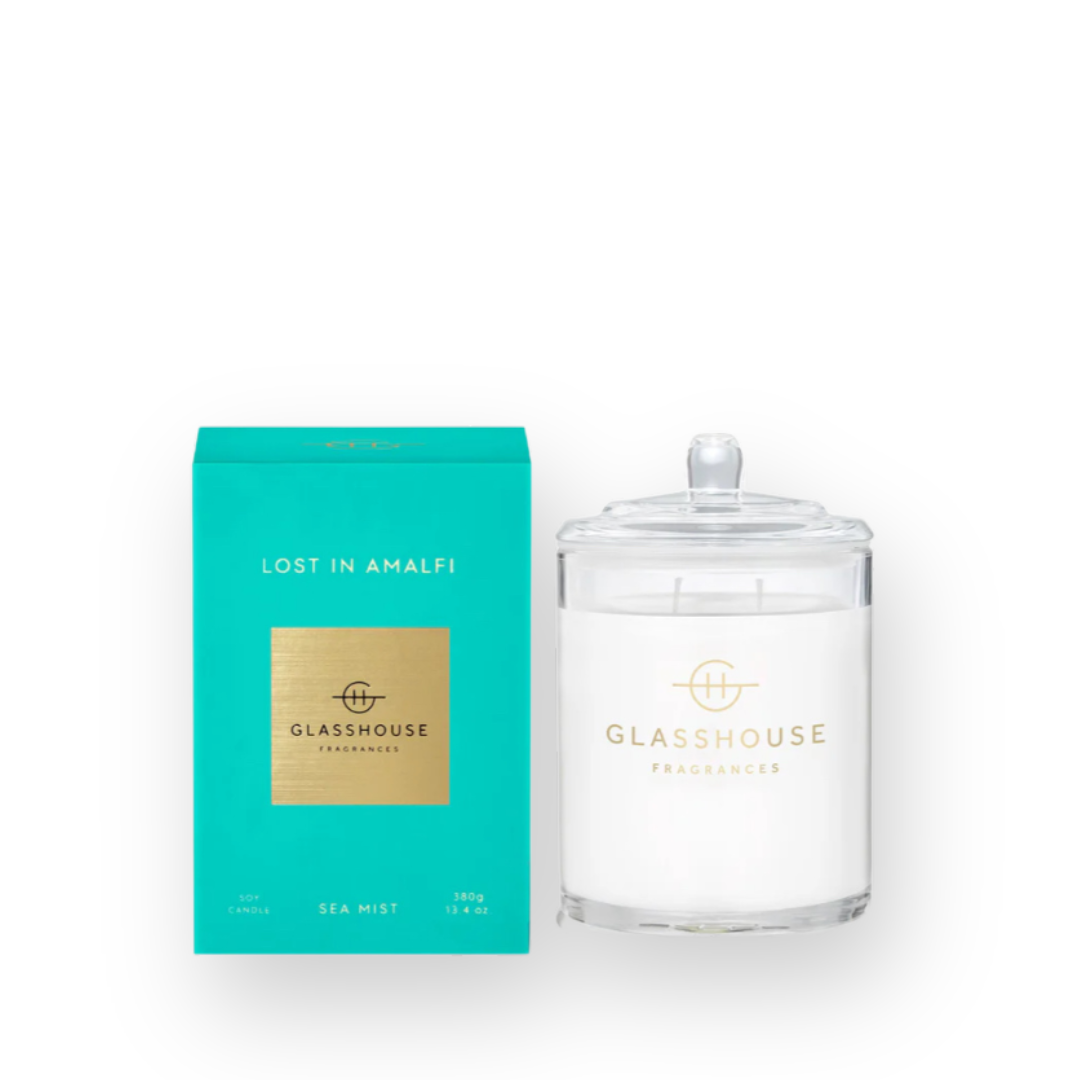 GLASSHOUSE FRAGRANCES - DOUBLE WICK SOY CANDLE IN LOST IN AMALFI - 380G