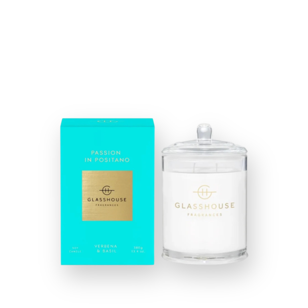 GLASSHOUSE FRAGRANCES - DOUBLE WICK SOY CANDLE IN PASSION IN POSITANO - 380G