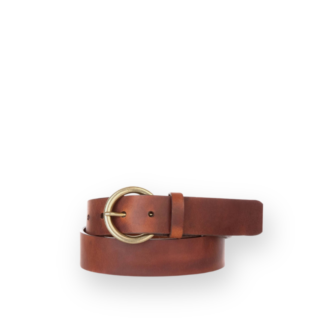 BRAVE LEATHER - WOMEN'S MILENA BELT IN BRANDY LEATHER/GOLD HARDWARE