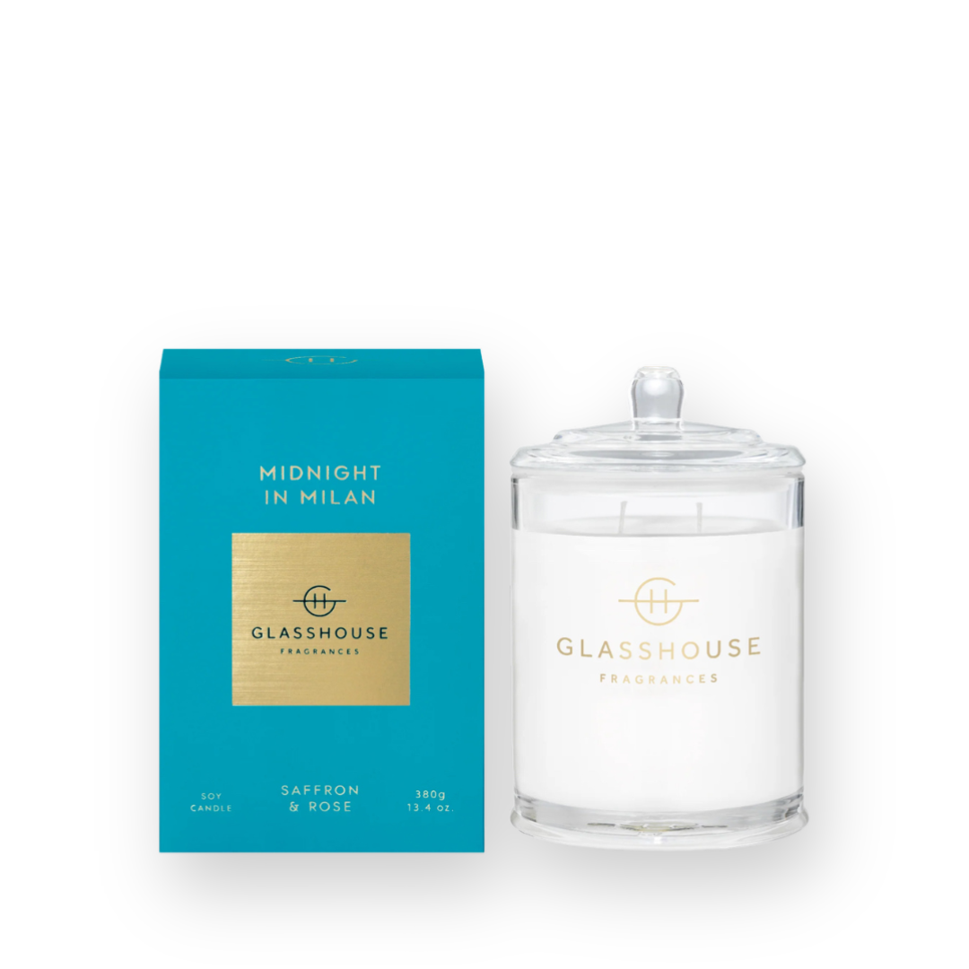 GLASSHOUSE FRAGRANCES - DOUBLE WICK SOY CANDLE IN MIDNIGHT IN MILAN - 380G