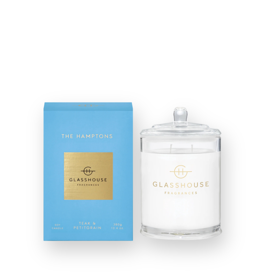 GLASSHOUSE FRAGRANCES - DOUBLE WICK SOY CANDLE IN THE HAMPTONS - 380G