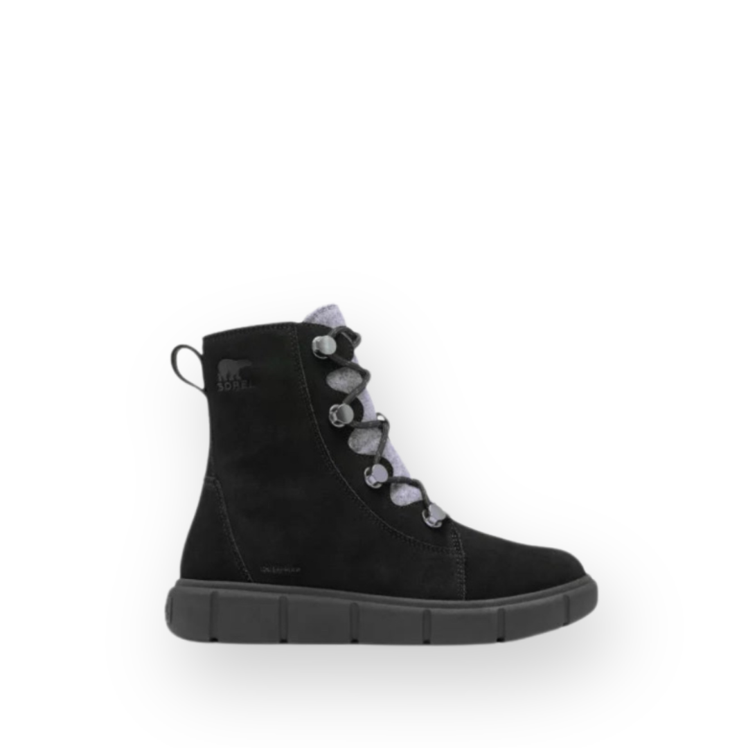 SOREL - EXPLORER III JOAN WATERPROOF BOOT IN BLACK/BLACK SUEDE