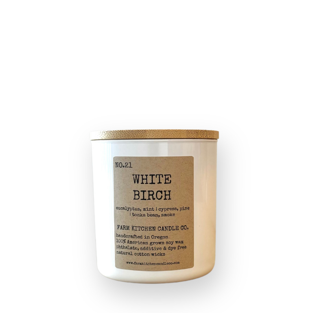 FARM KITCHEN CANDLE CO - SINGLE WICK SOY CANDLE IN WHITE BIRCH