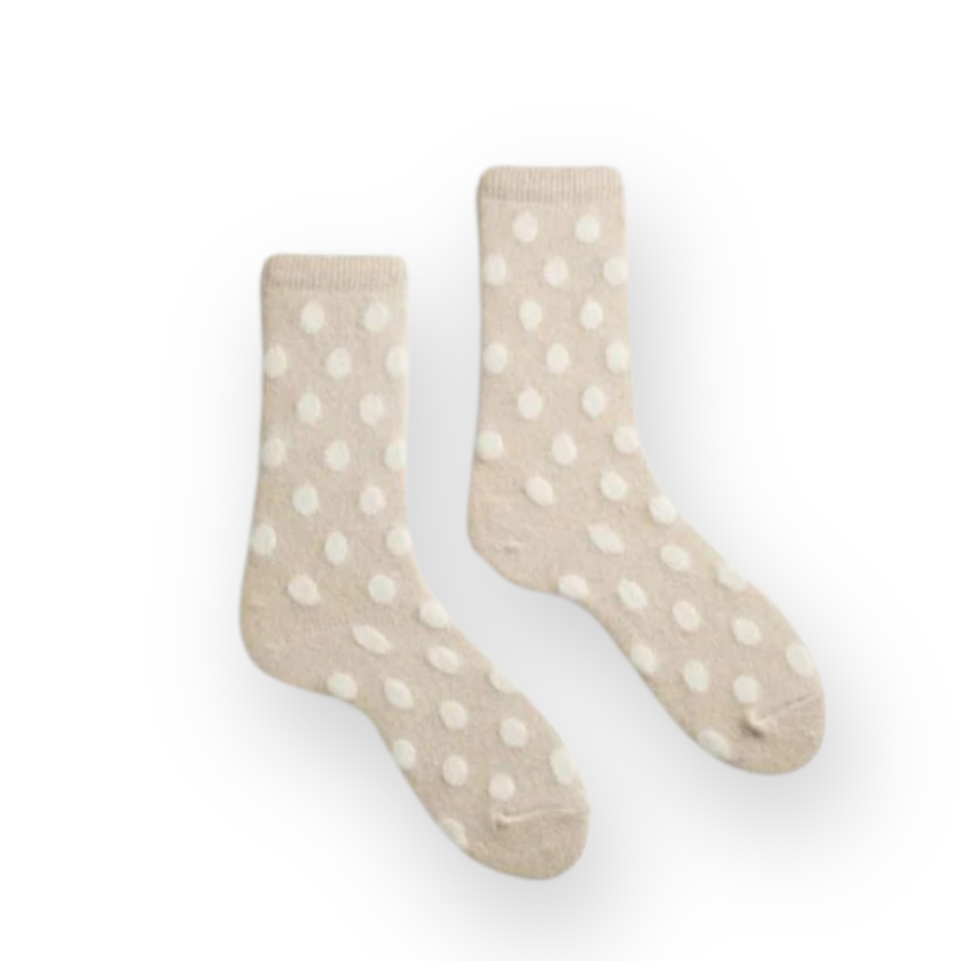 LISA B. - WOMEN'S DOT WOOL CREW SOCK IN CREME CASHMERE