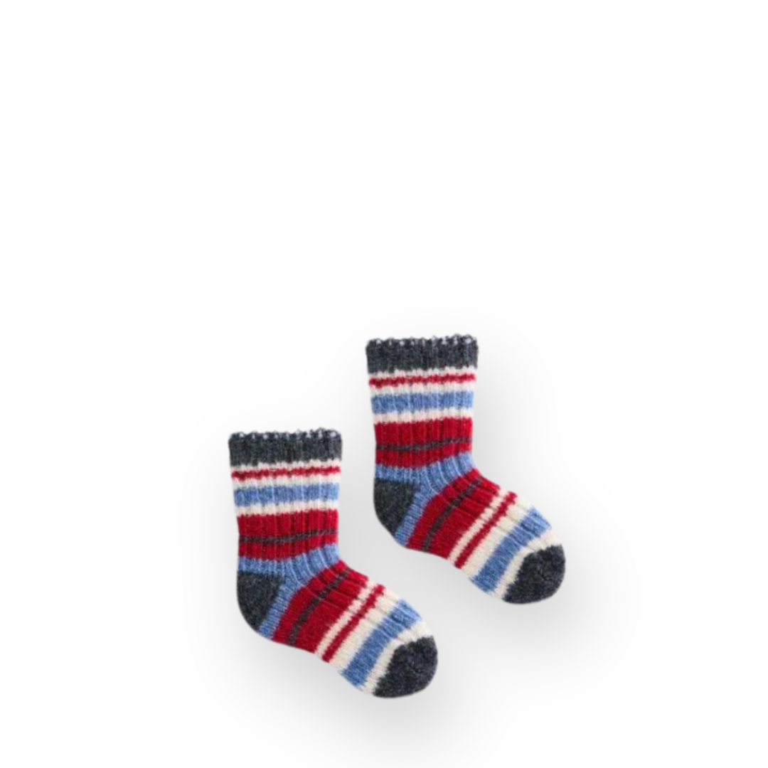 LISA B. - BABY MULTI STRIPE WOOL SOCK IN CHARCOAL CASHMERE