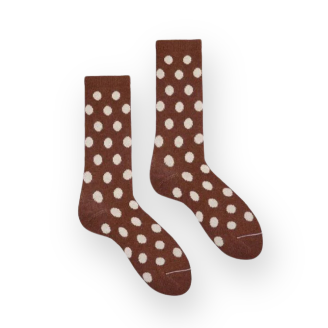 LISA B. - WOMEN'S DOT WOOL CREW SOCK IN ACORN CASHMERE