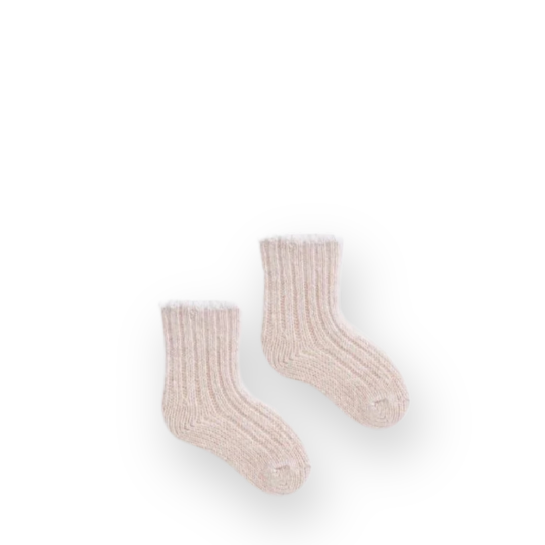 LISA B. - BABY TIPPED RIB WOOL SOCK IN CREME CASHMERE