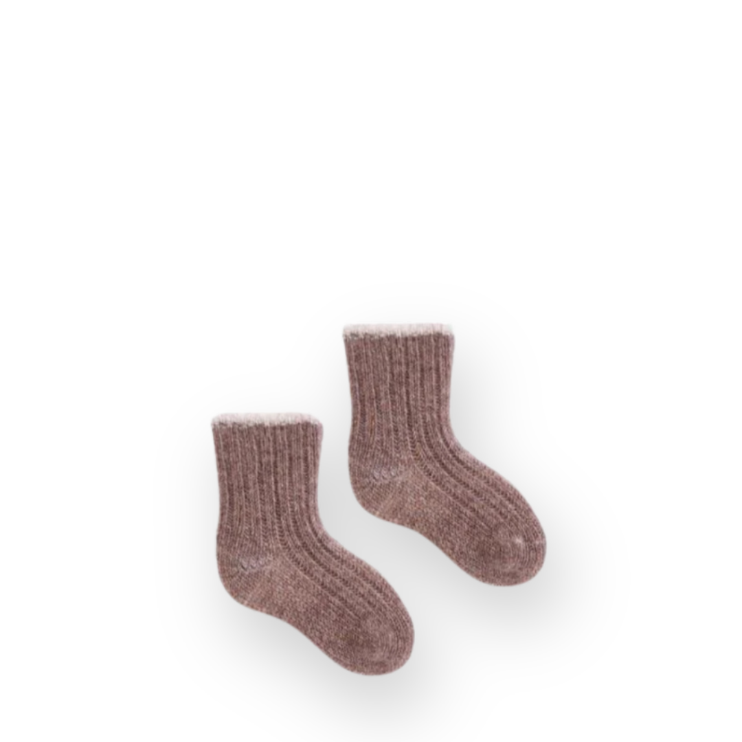 LISA B. - BABY TIPPED RIB WOOL SOCK IN MUSHROOM CASHMERE