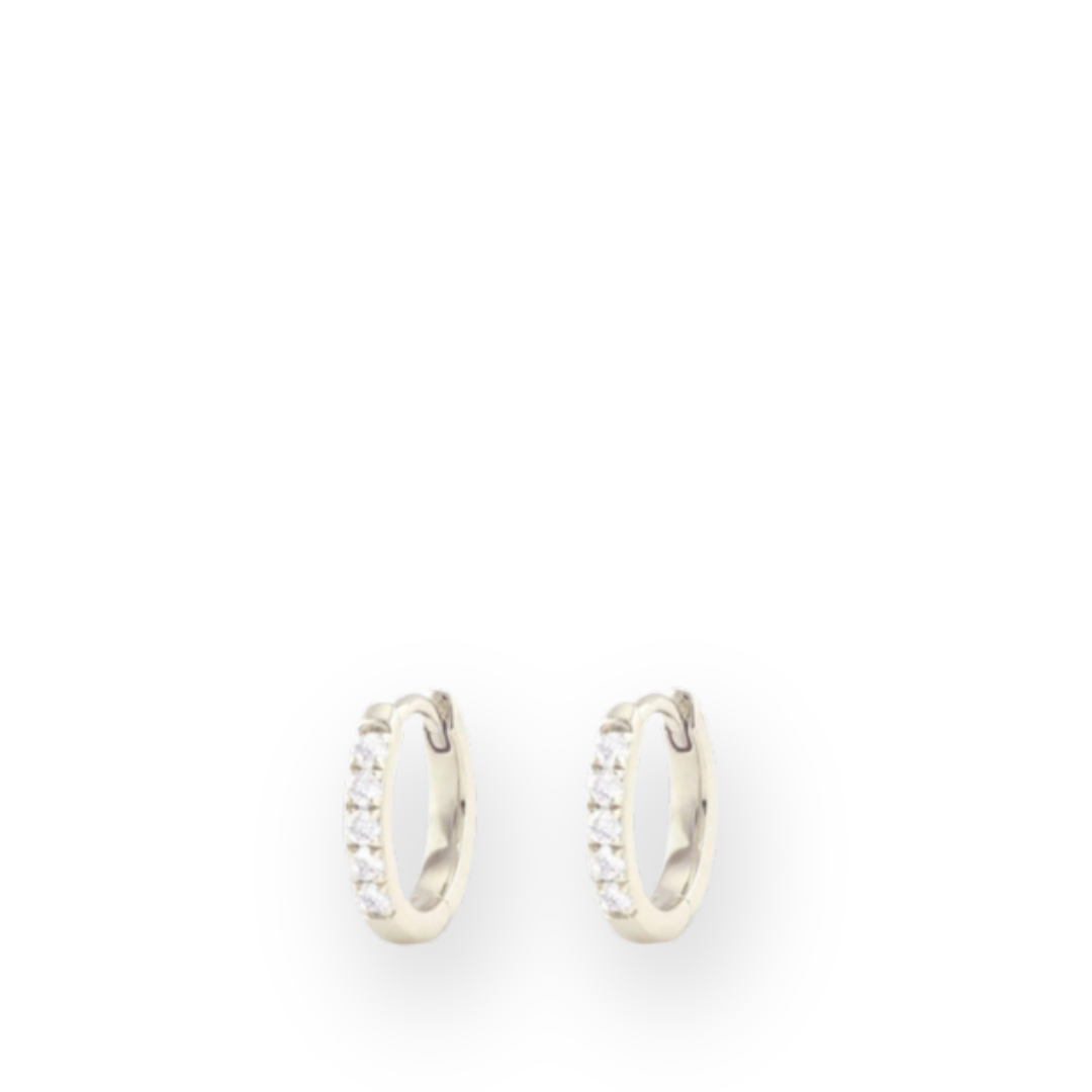 KRIS NATIONS - CRYSTAL HUGGIE HOOP EARRINGS IN SILVER