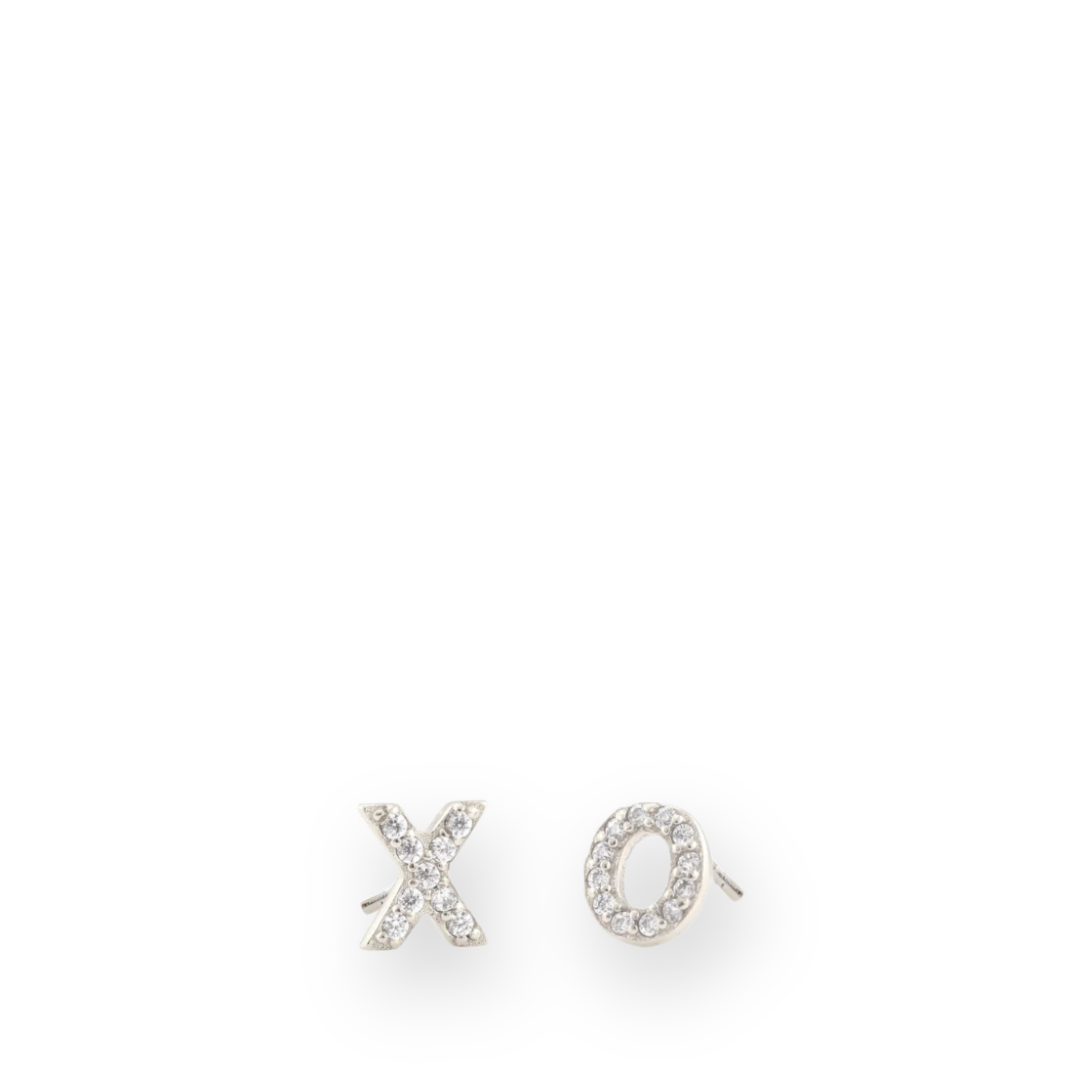 KRIS NATIONS - XO CRYSTAL STUD EARRINGS IN SILVER