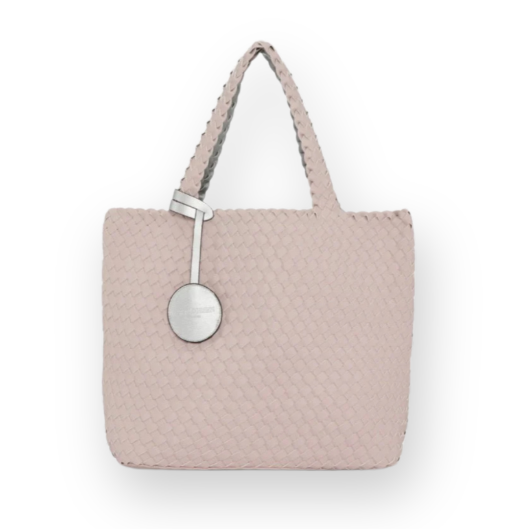 ILSE JACOBSEN - REVERSIBLE TOTE BAG IN ROSE/SILVER FAUX LEATHER