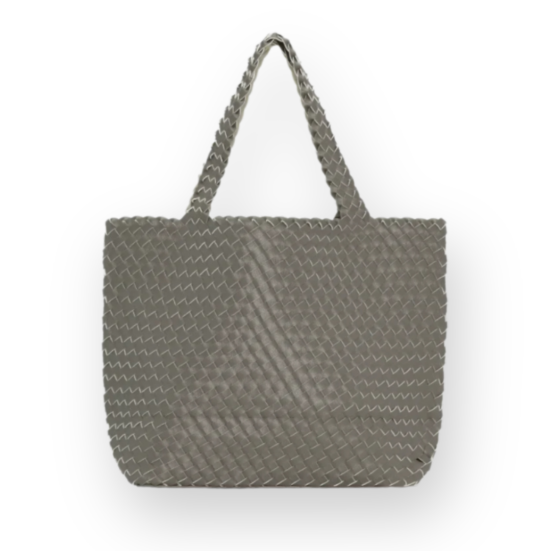 ILSE JACOBSEN - REVERSIBLE TOTE BAG IN FALCON/EGG WHITE FAUX LEATHER