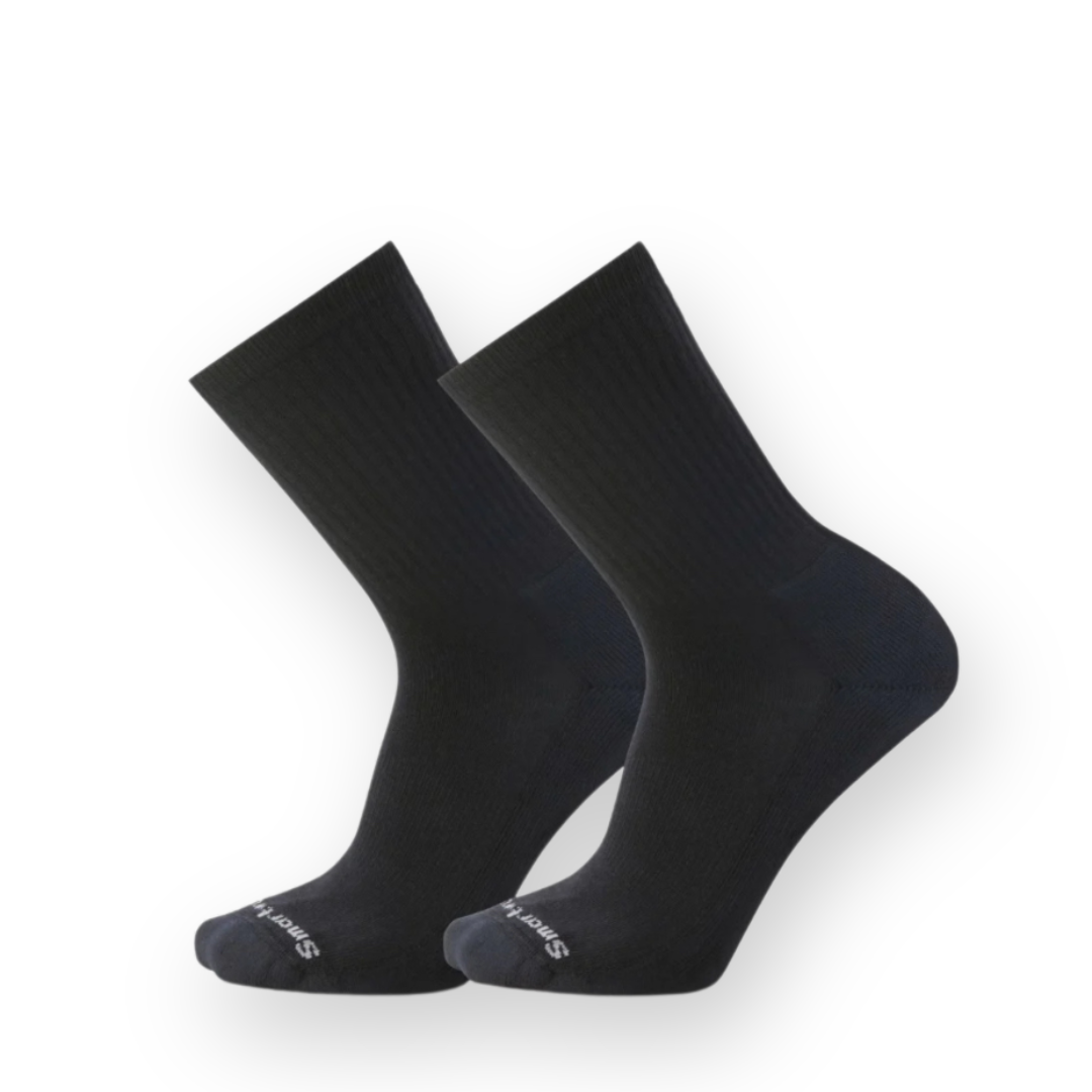 SMARTWOOL - EVERYDAY SOLID RIB CREW SOCKS IN BLACK - 2 PACK