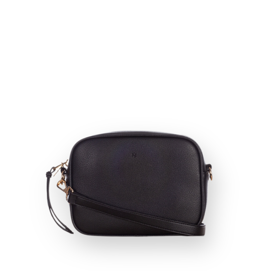 ELA HANDBAGS - MUSE BAG IN BLACK PEBBLE VEGAN LEATHER