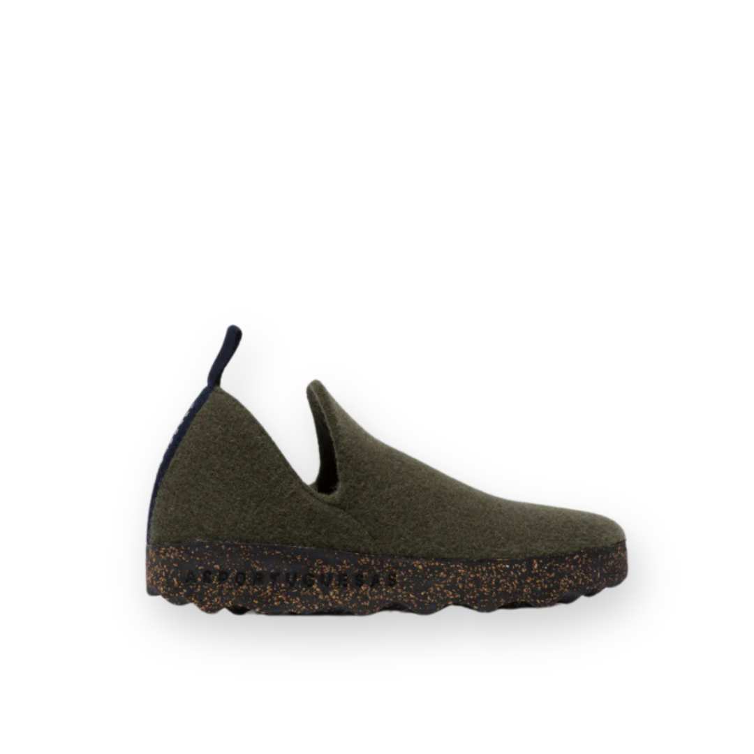 ASPORTUGUESAS - MEN'S CITY SLIP ON IN MILITARY GREEN WOOL