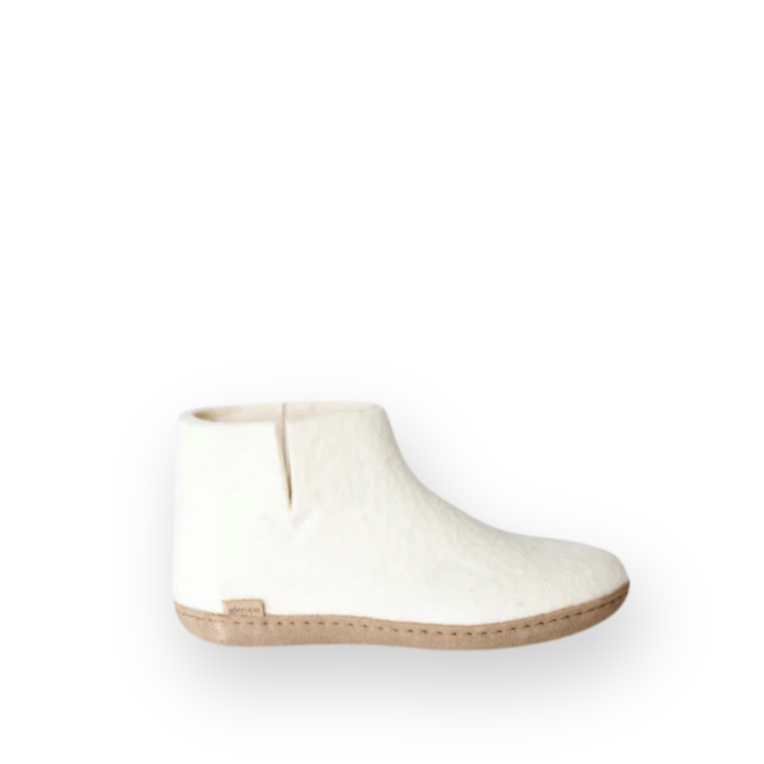 GLERUPS - BOOT LEATHER SOLE IN WHITE WOOL