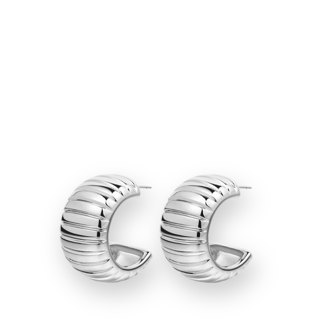 LUV AJ - REMY RIDGED HOOPS IN SILVER