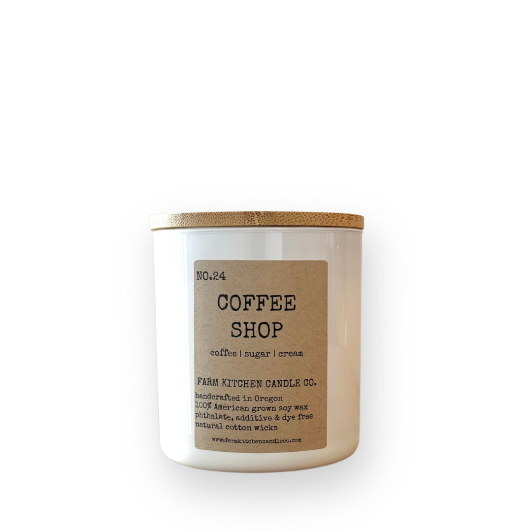 FARM KITCHEN CANDLE CO - SINGLE WICK SOY CANDLE IN COFFEE SHOP