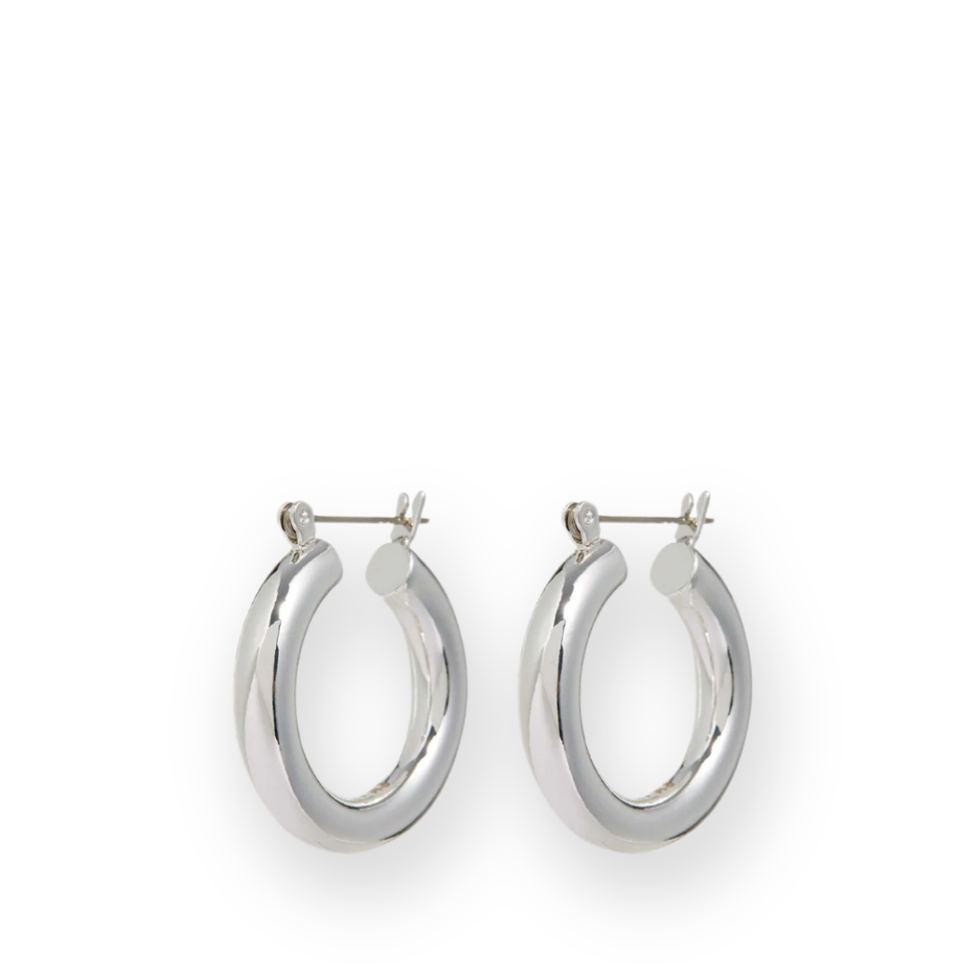 LUV AJ - BABY AMALFI TUBE HOOPS IN SILVER