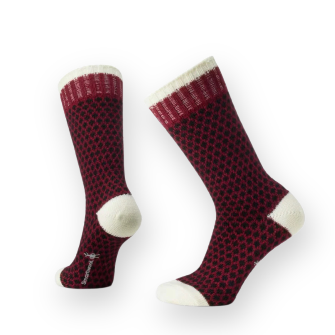 SMARTWOOL - EVERYDAY COZY POPCORN POLKA DOT CREW SOCK IN TIBETAN RED