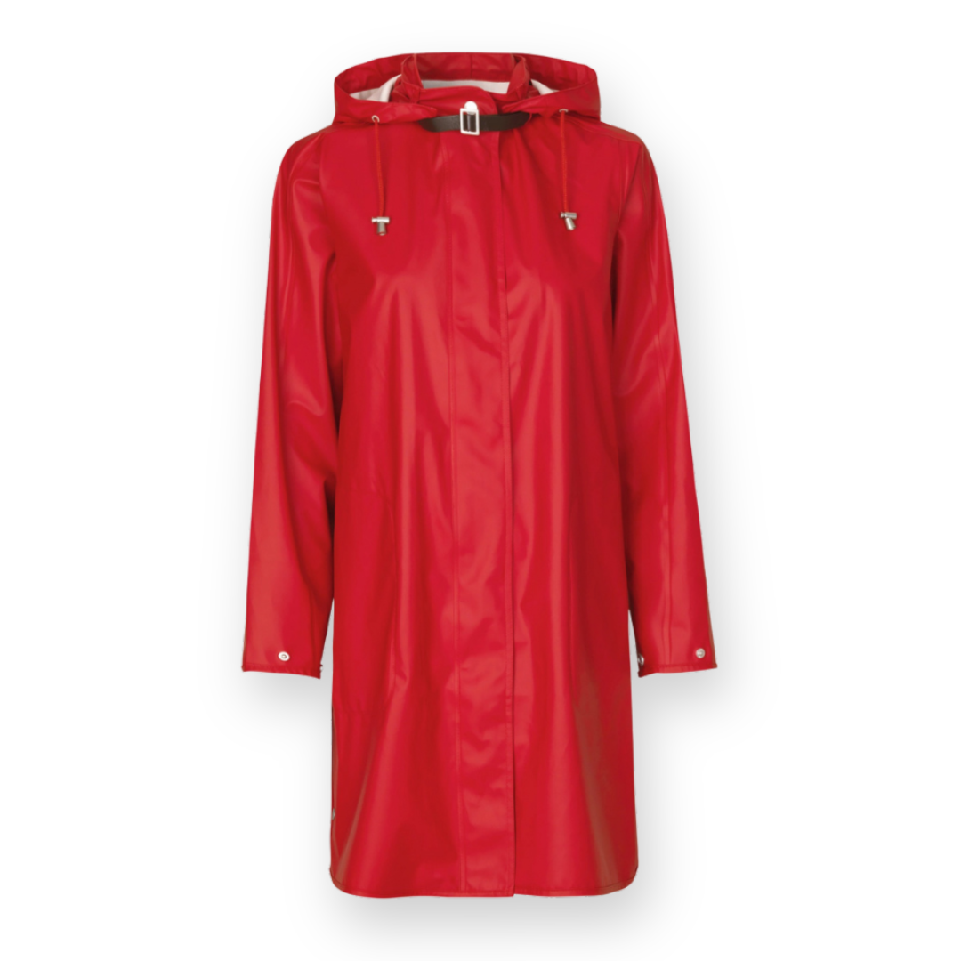 ILSE JACOBSEN - LONG RAIN71 COAT IN DEEP RED