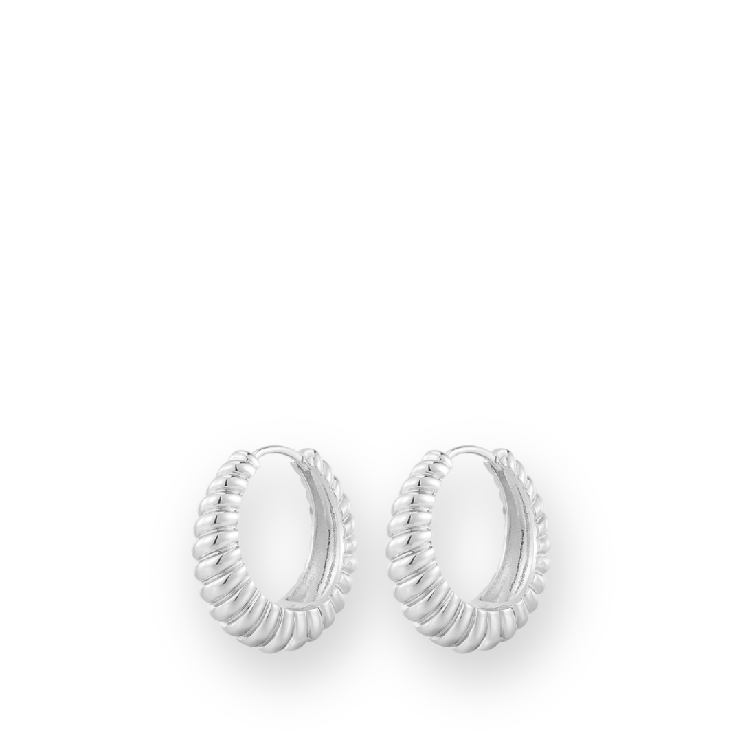 LUV AJ - RIDGED MARBELLA HOOPS IN SILVER