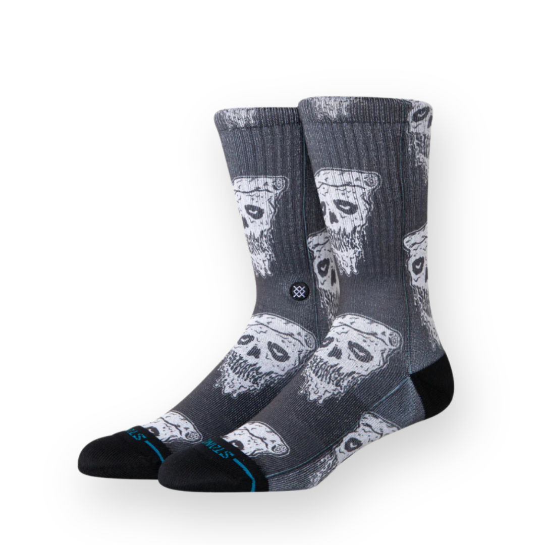 STANCE - PIZZA FACE CREW SOCK IN WHITE/BLACK