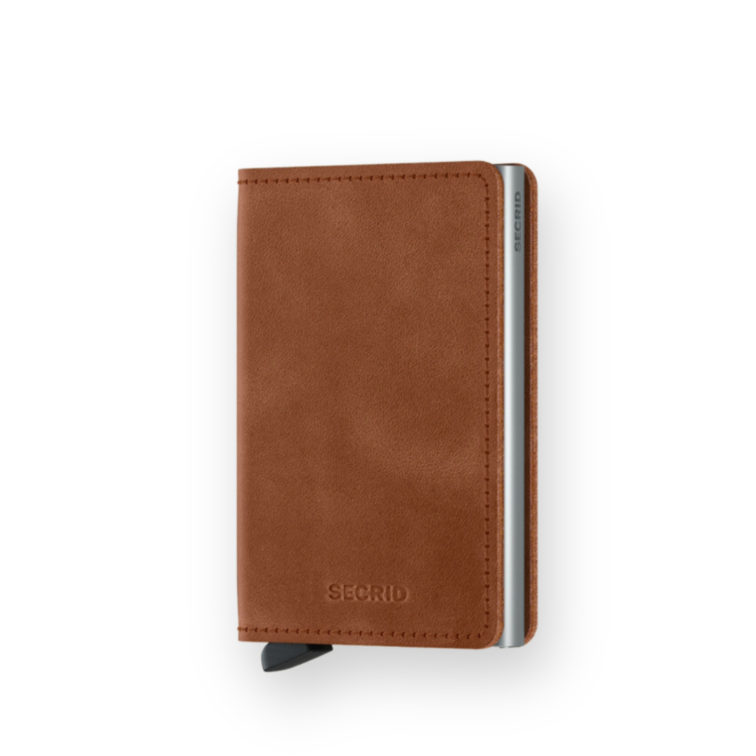 SECRID - SLIMWALLET IN VINTAGE COGNAC/SILVER LEATHER