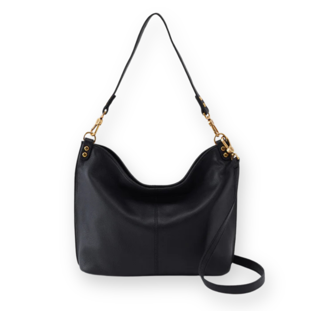 HOBO - PIER SHOULDER BAG IN BLACK PEBBLED LEATHER