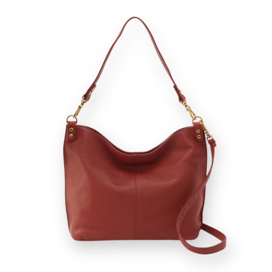 HOBO - PIER SHOULDER BAG IN RUST PEBBLED LEATHER