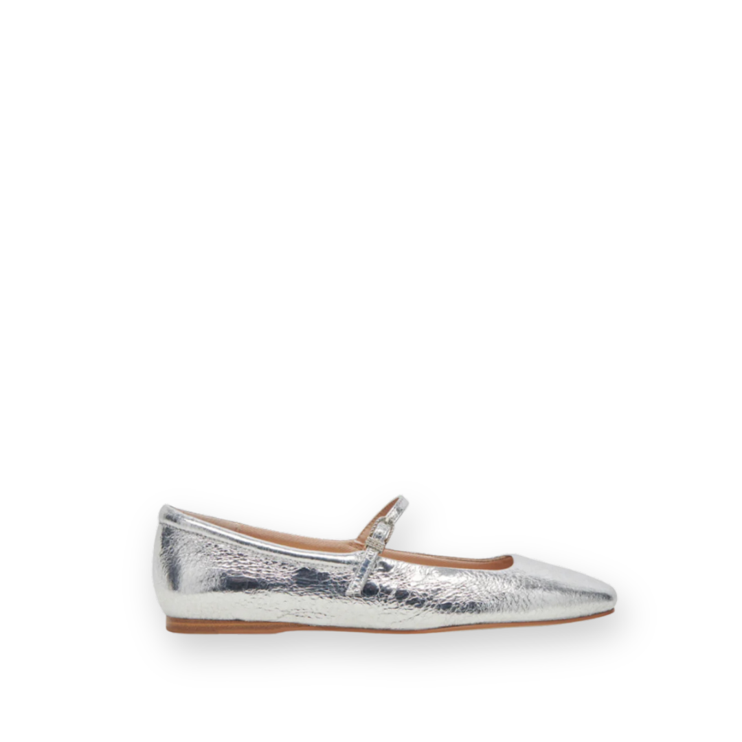 DOLCE VITA - REYES MARY-JANE FLAT IN SILVER LEATHER