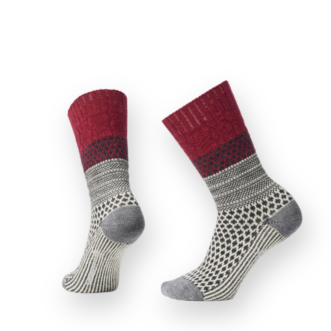 SMARTWOOL - EVERYDAY POPCORN CABLE CREW SOCK IN TIBETAN RED