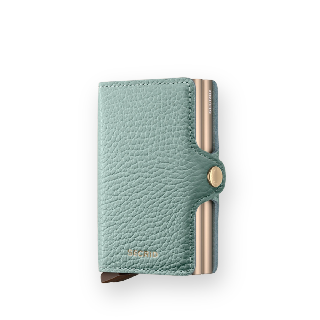 SECRID - TWINWALLET IN PEBBLE SEA GREEN LEATHER