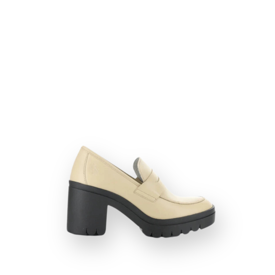 FLY LONDON - TOKY803FLY LOAFER IN CREAM LEATHER