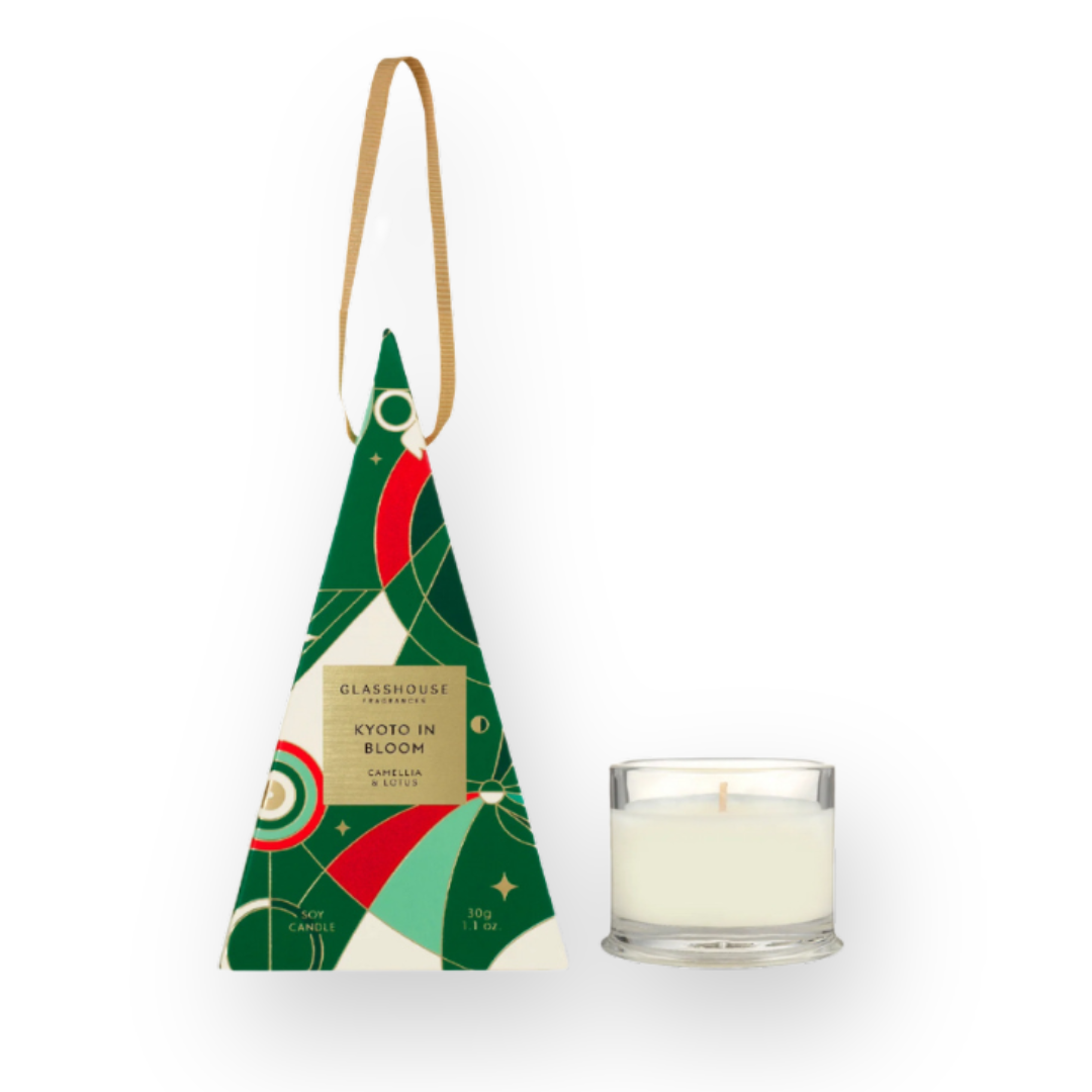 GLASSHOUSE FRAGRANCES - CHRISTMAS BAUBLE CANDLE IN KYOTO IN BLOOM - 30G