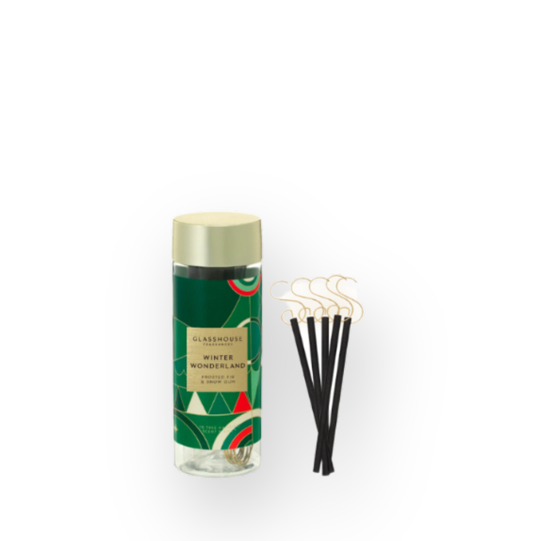 GLASSHOUSE FRAGRANCES - CHRISTMAS TREE SCENT STEMS IN WINTER WONDERLAND