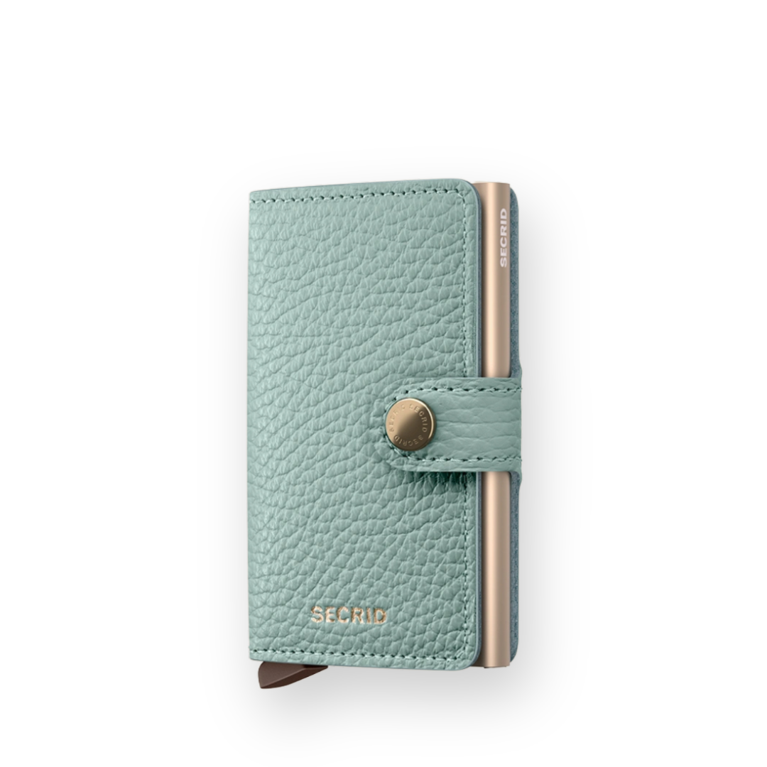 SECRID - MINIWALLET IN PEBBLE SEA GREEN LEATHER