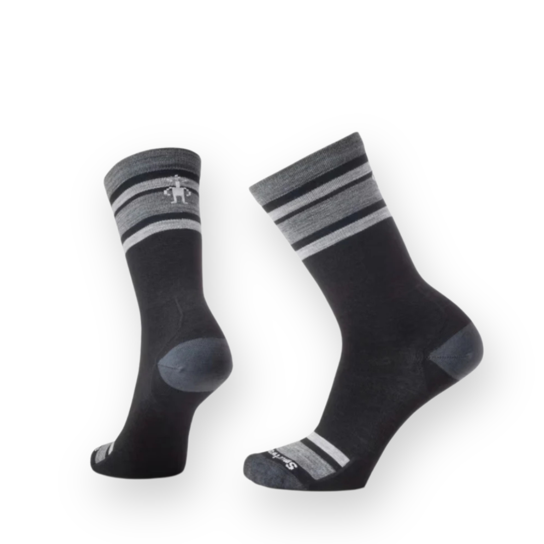 SMARTWOOL - EVERYDAY TOP SPLIT STRIPE CREW SOCK IN BLACK/CHARCOAL