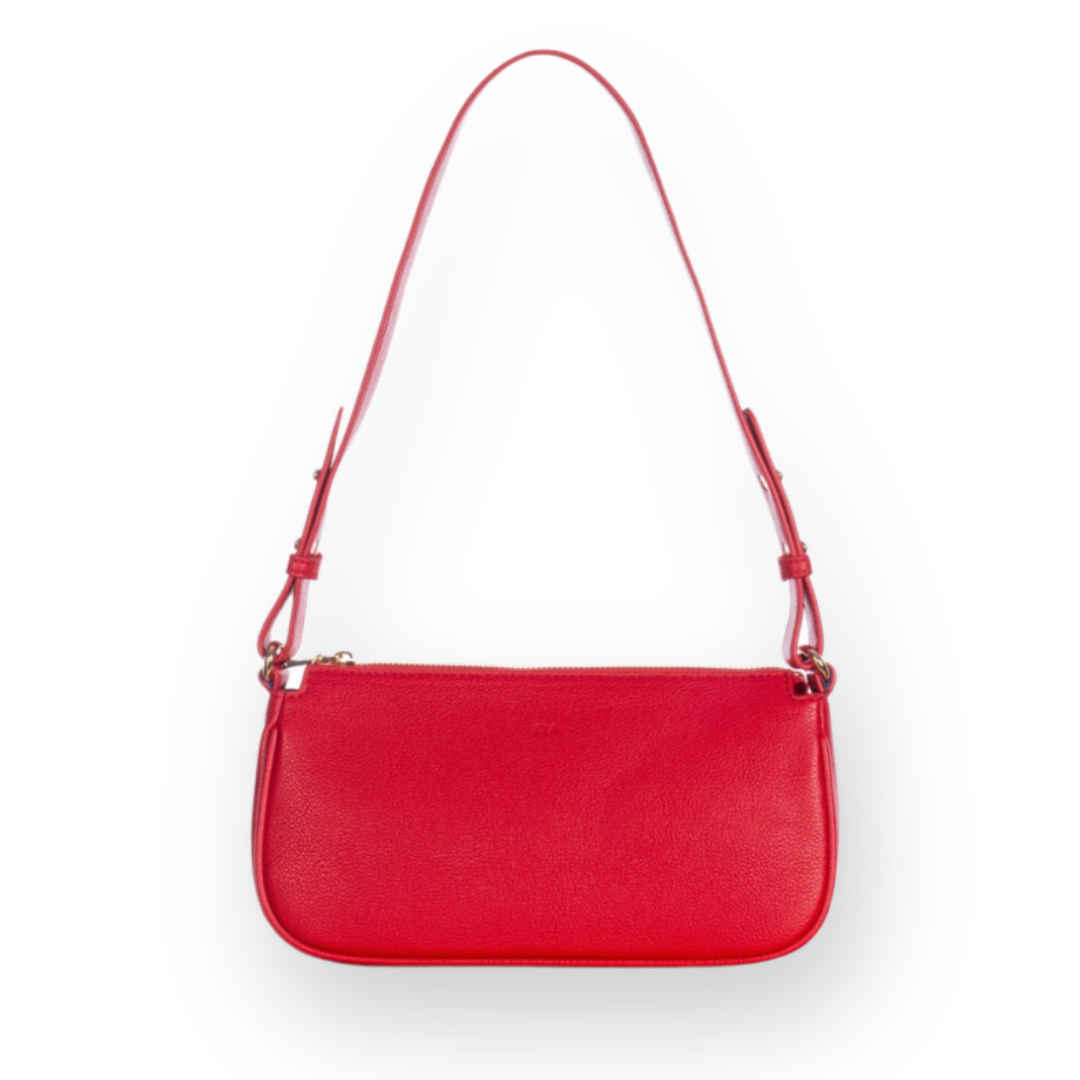 ELA HANDBAGS - FAYETTE BAG IN RED PEBBLED VEGAN LEATHER